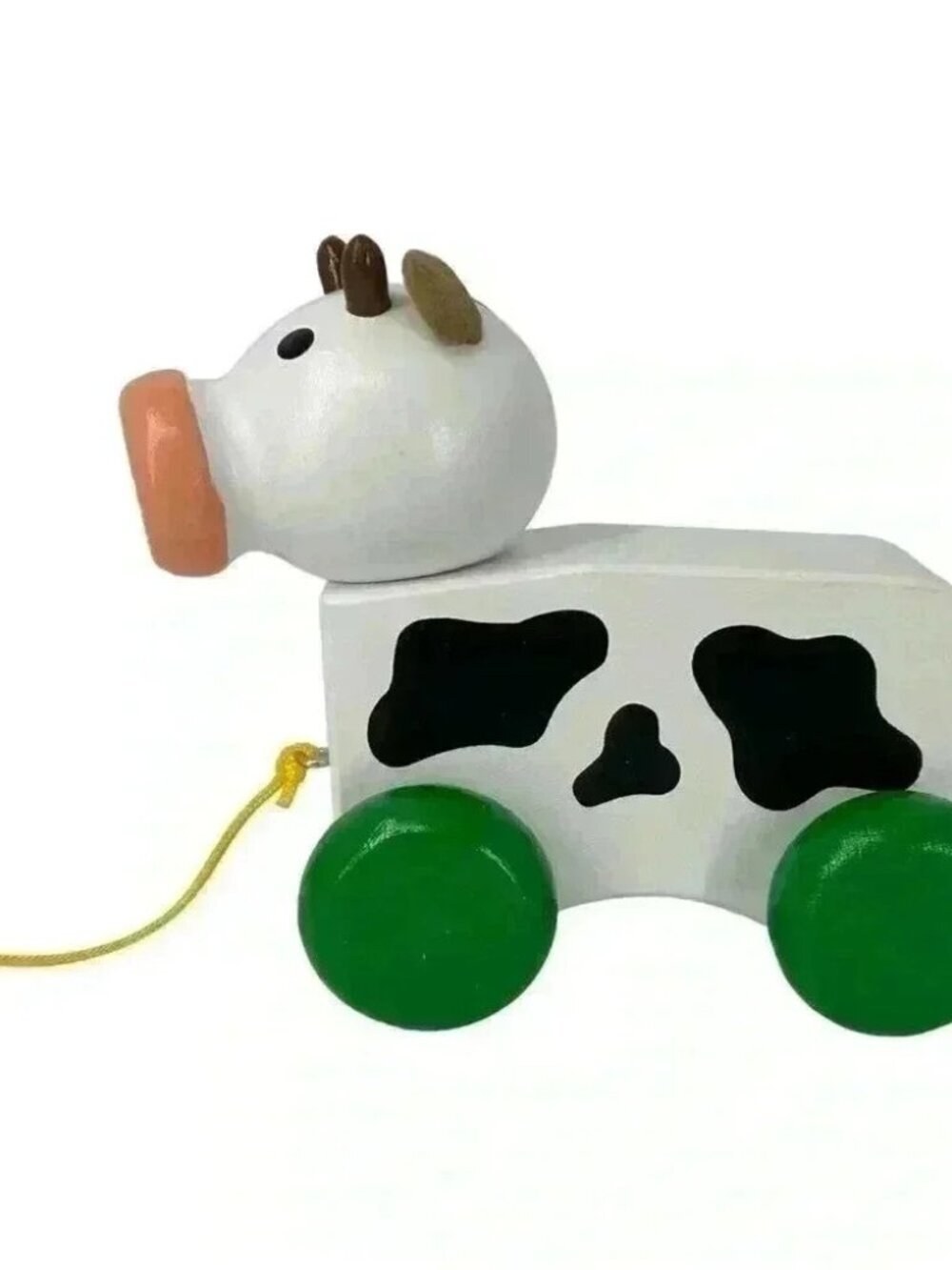 Wooden Cow Pull Along Toy Hand Painted Made in Europe New - Picture 2 of 10